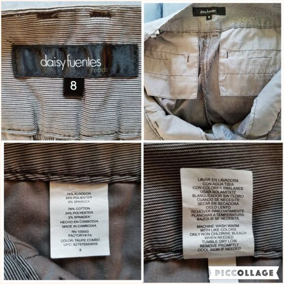 Daisy Fuentes Moda Wide-Waistband Taupe Combo Capri Pants - Size 8 - Lightweight - Picture 16 of 16